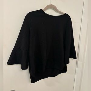 Black Zara bell sleeve textured top (size large fit medium or small oversized)
